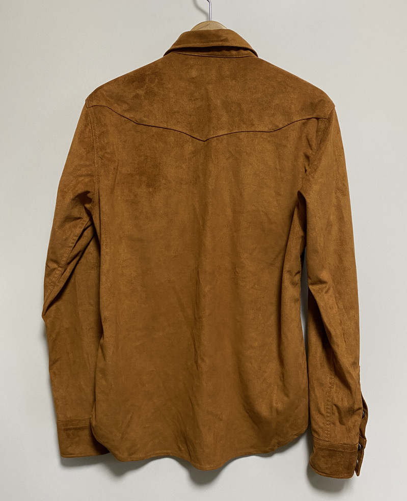 美品▽JACKROSE ジャックローズ フェイクレザー スウェード コンチョボタン 長袖シャツ サイズ3 茶色 ブラウン スエード_画像2