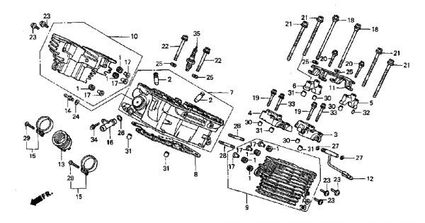 MC29 純正 キャブレター ガスケット 1台分 マグナ 250 V-TWIN MAGNA キャブ パッキン MC25 VT250 Oリング MC20 スパーダ MC15 VTZ .kcrx2_MC29　E-2-1　R,シリンダーヘッド