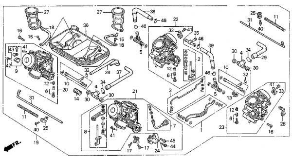 NC30 純正 キャブレター ガスケット 4set VFR400R 新品 キャブ VFR 400 パッキン NC24 VFR400 Oリング NC21 VFR400Z 教習車 .mr8.5x4_NC30　E-16　キャブレターASSY