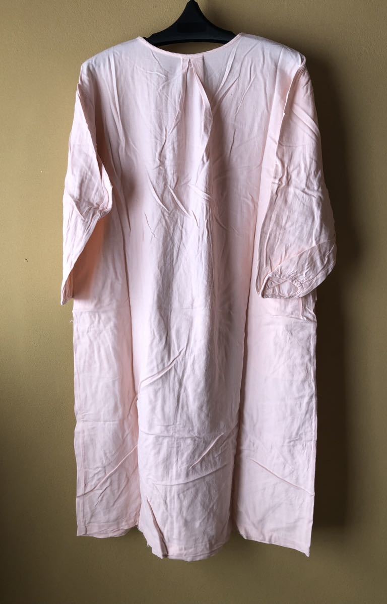 ANGELIEBEen Jerry be maternity pyjamas * negligee production front postpartum front opening long sleeve pink left right Pocket cotton 100 made in Japan free size!