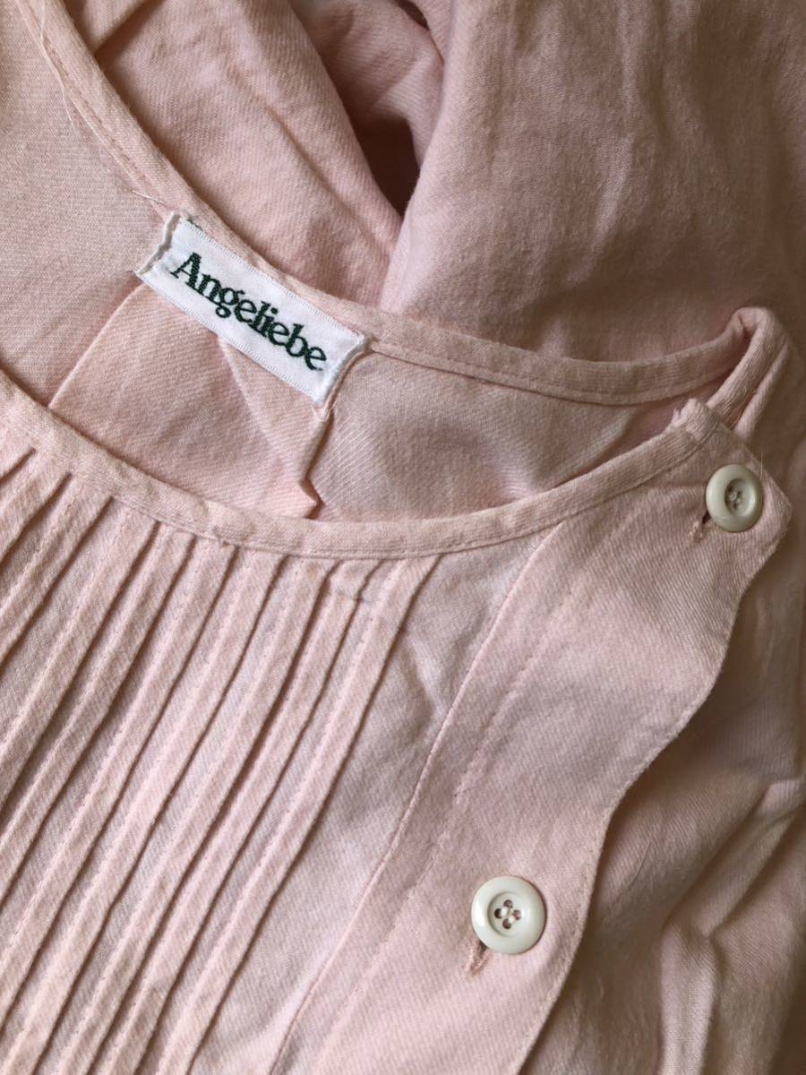 ANGELIEBEen Jerry be maternity pyjamas * negligee production front postpartum front opening long sleeve pink left right Pocket cotton 100 made in Japan free size!