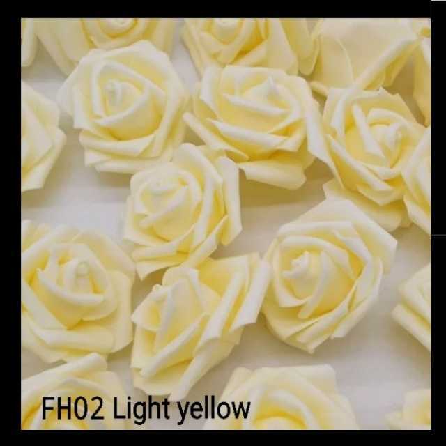 【ライトイエロー】バラ6cm3個セット 造花 インテリア フラワーアレンジメント 材料 薔薇 良品専科フラワーの画像1