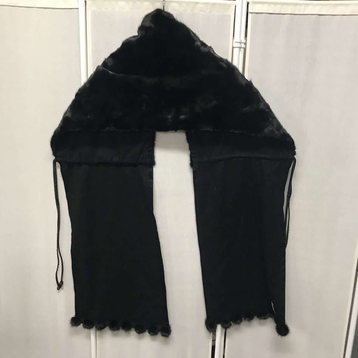 [KZ84] used beautiful goods *DAMA/da-ma mink fur shawl black 