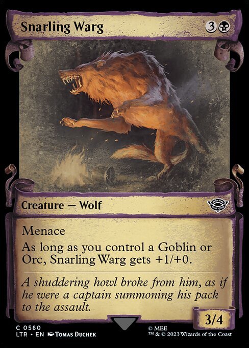 MTG ■黒/英語版■ 《うなる魔狼/Snarling Warg》▲ショーケース▲ 指輪物語:中つ国の伝承 LTR_画像1