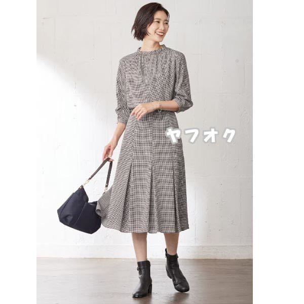 【J.PRESS LADIES】チェックプリント スリットフリルネック カットソー 11号（Lサイズ）ブラウス シャツ ジェイプレス レディス 新品_画像3