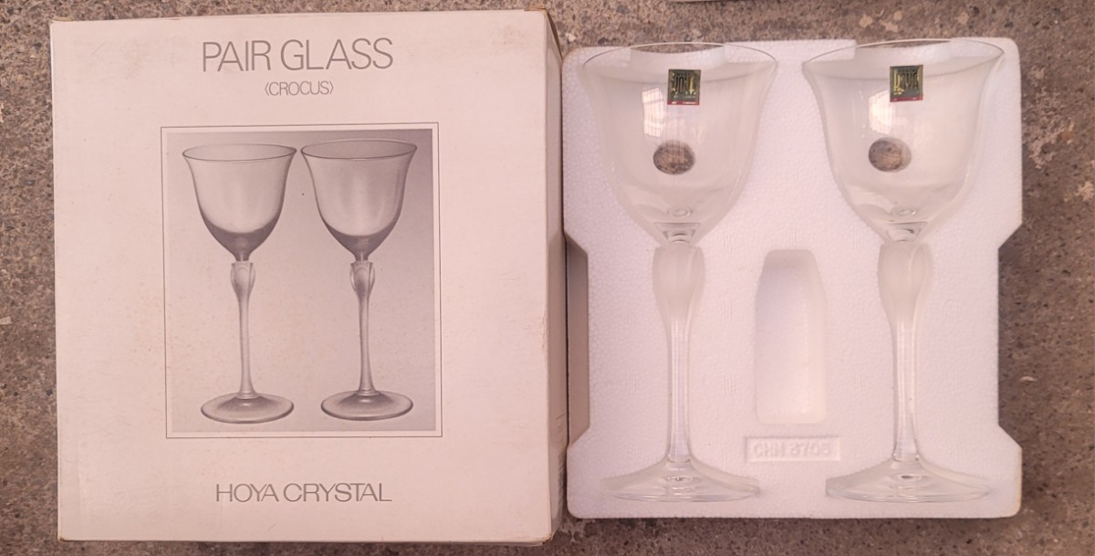 HOYA ガラス グラス 保管品 ペア CHN-375P クロッカス 保管品 ワイングラス 貿易 輸出_画像1