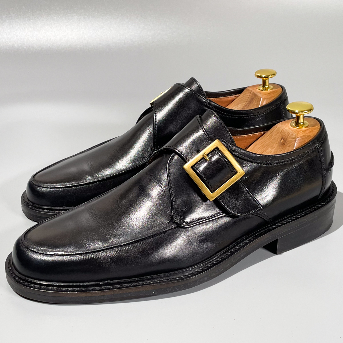 即決 REGAL リーガル モンクストラップ イタリア製 ブラック 黒 メンズ 本革 レザー 革靴 25.5cm 26cm ビジネスシューズ 紳士靴 F1864の画像1