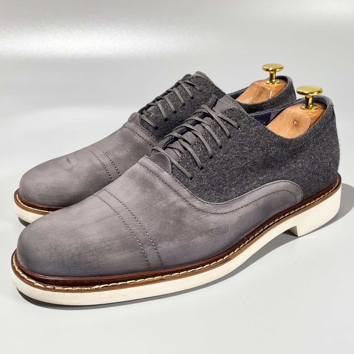 即決 COLE HAAN コールハーン AIR HARRISON ナイキエアー グレー メンズ 本革 ヌバックレザー 革靴 28cm ビジネスシューズ サドル F1863_画像1