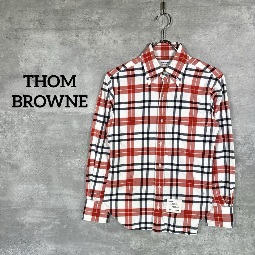 『THOM BROWNE.』 トムブラウン チェック柄 ボタンダウンシャツ_画像1
