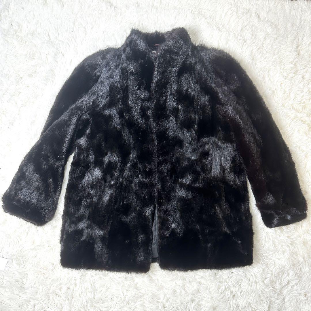 SAGA MINK サガミンク ファーコート 銀タグ ブラック 黒  毛皮 刺繍の画像1