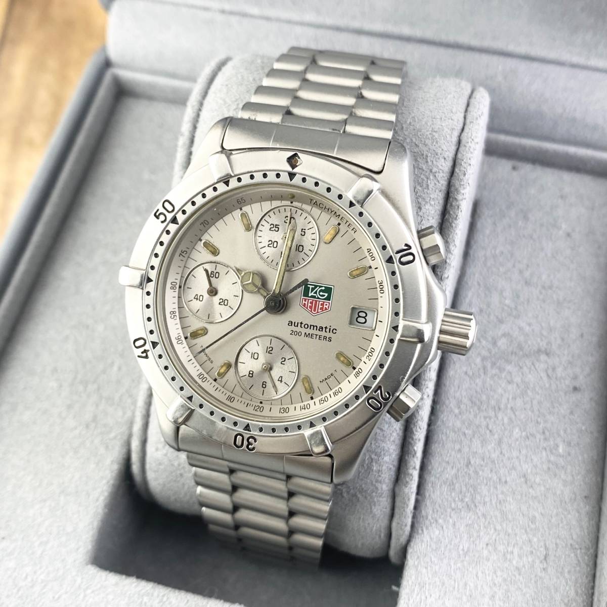 【1円〜】TAG HEUER タグ ホイヤー 腕時計 メンズ AT 自動巻 クロノグラフ 760.306 シルバー文字盤 プロフェッショナル デイト 可動品_画像2