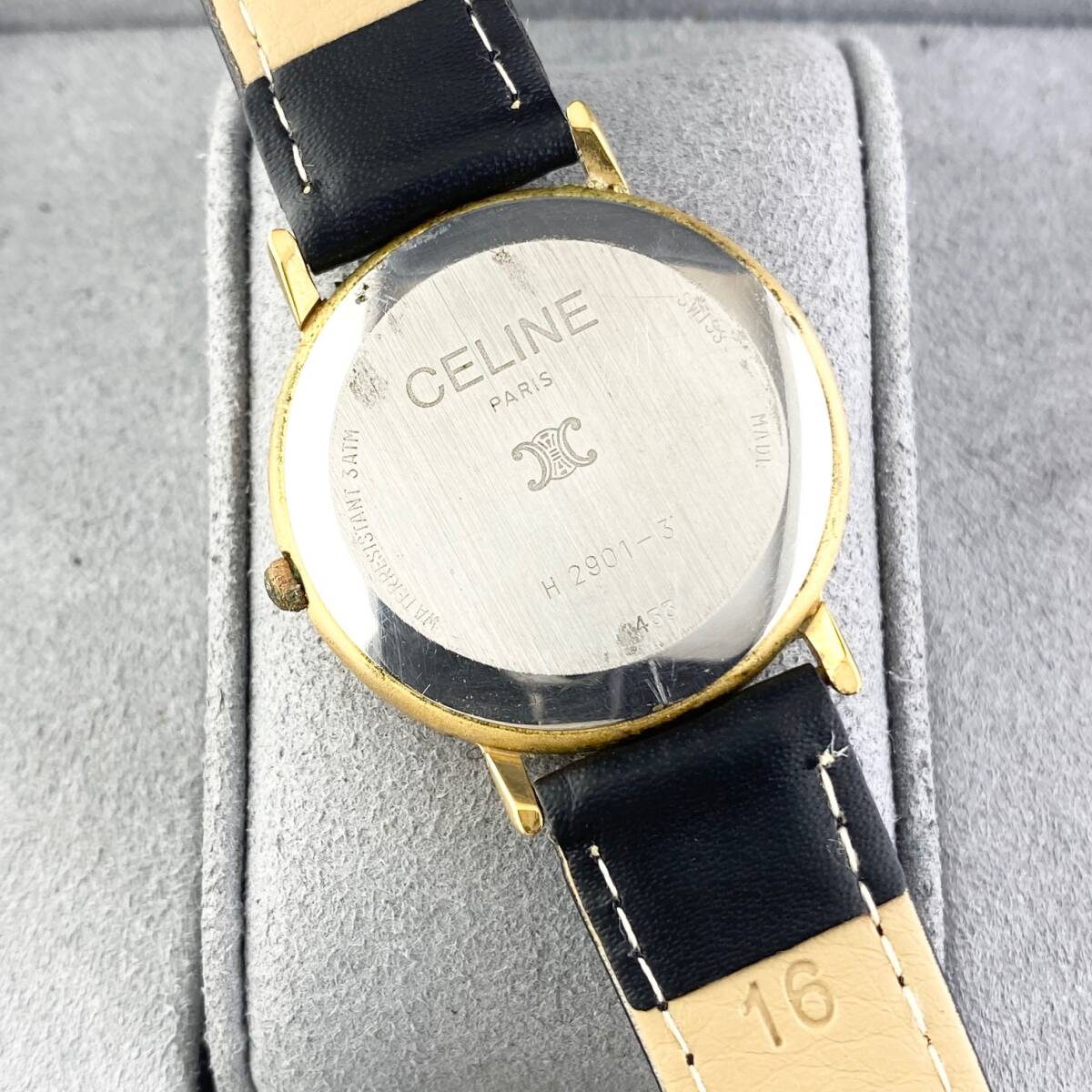 【1円〜】CELINE セリーヌ 腕時計 メンズ H2901-3 ボルドー文字盤 ゴールド ラウンドフェイス 可動品_画像6