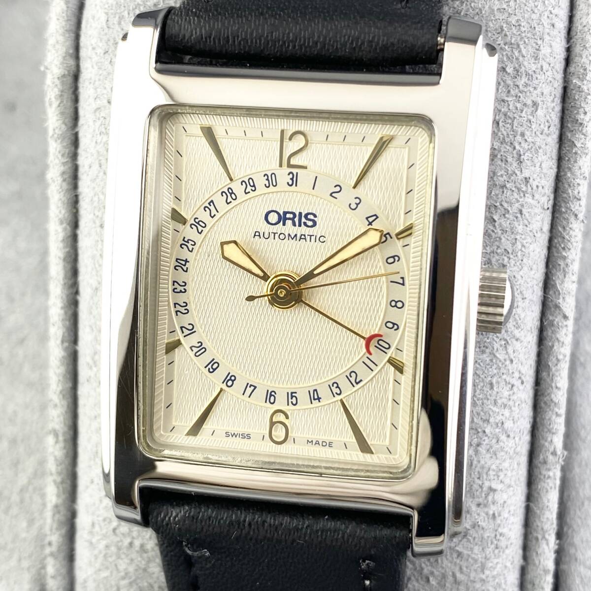 【1円箱付】ORIS オリス 腕時計 メンズ AT 自動巻 B7460 レクタンギュラー シルバー文字盤 スクエア デイト 可動品