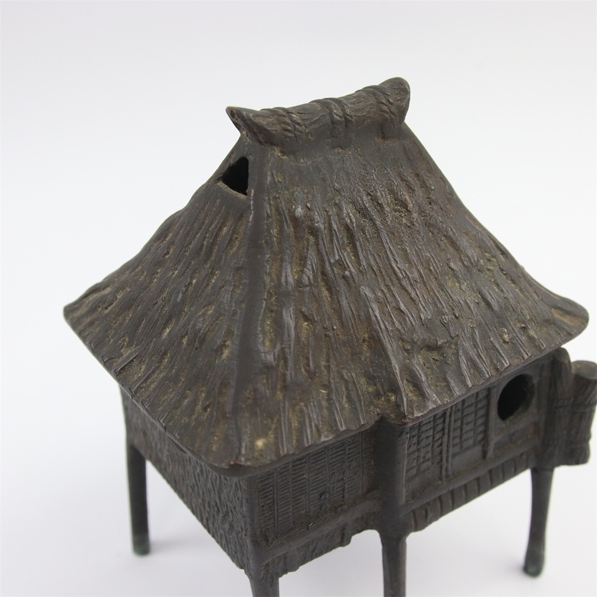 0020 時代物 古銅 葛屋 銅香炉 約H15cm 葛屋形 香炉 高麗 日本 中国 古美術 _画像5