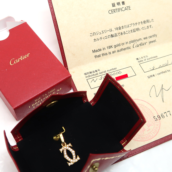 Cartier 2Cチャーム ダイヤモンド K18YG トップ 2.2g 美品 箱・保証書付 質屋m_画像10