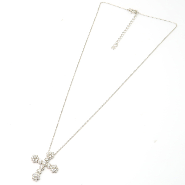 STAR JEWELRY ダイヤモンド クロス ネックレス K18 WG 0.48ct 4.8g 美品 質屋m