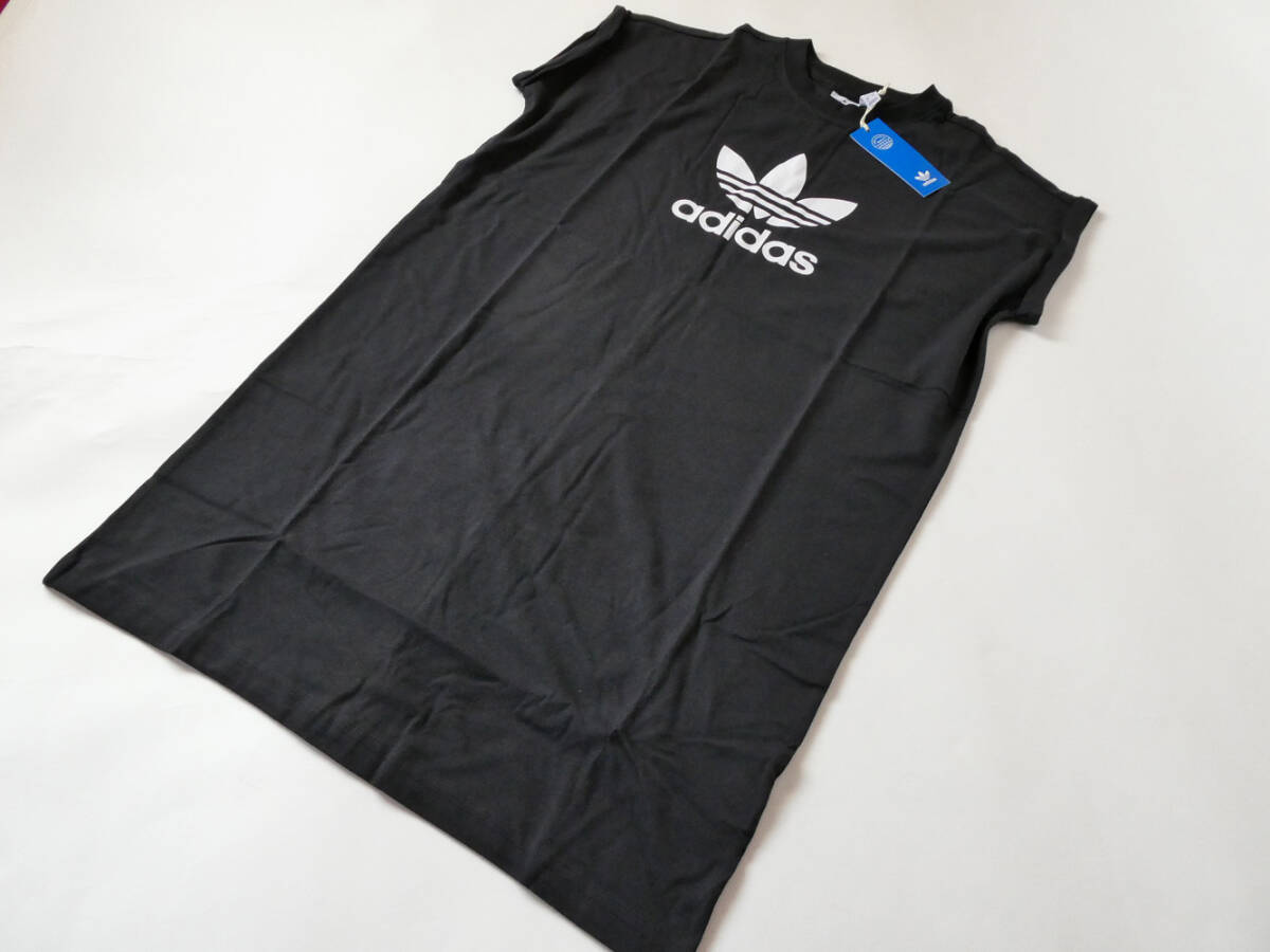 adidas 新品！アディカラー Tシャツワンピース L黒 送料無料 ルーズフィット_画像2