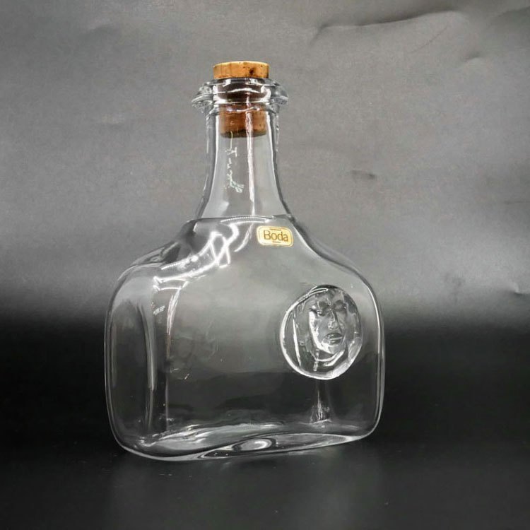 ● ボダ BODA ビンテージ ガラス リキュールボトル エリック・ホグラン H15.5cm ハンドブロウ カットサイン有 北欧食器 スウェーデンの画像1