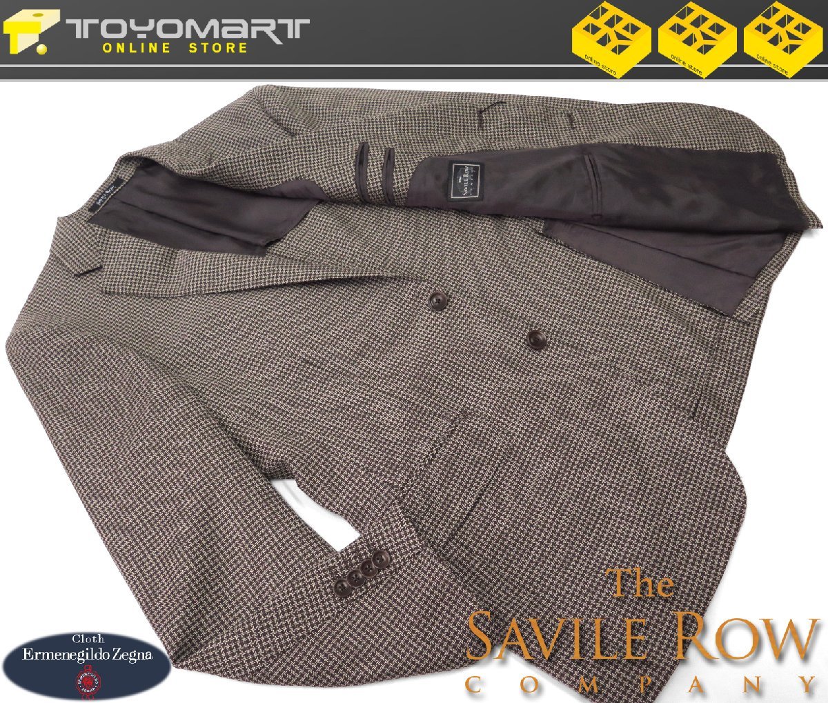 9007●Savile Row サビルロウ●新品 【エルメネジルド・ゼニア】 千鳥格子 シルク混 プレミアムスタンダードジャケット　ブラウン/A8_画像1