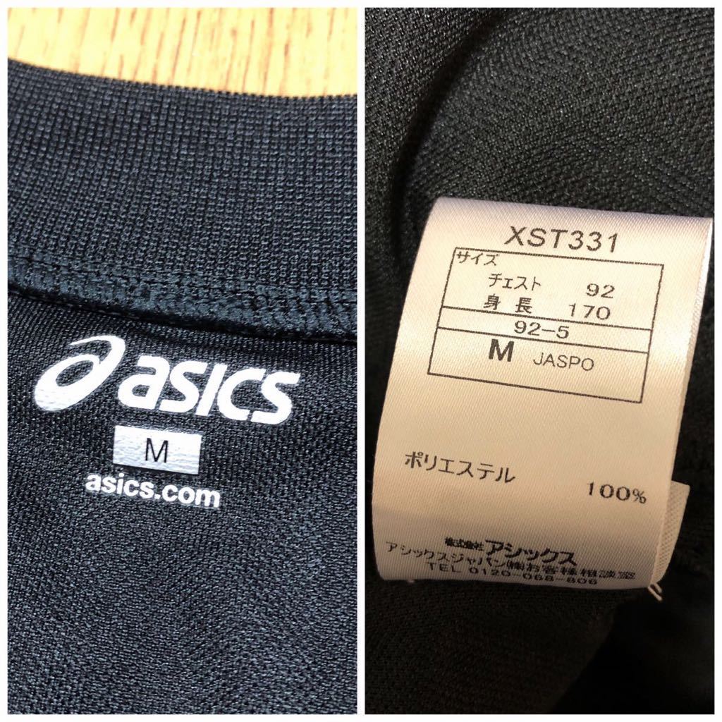 asics /アシックス /メンズM 黒 長袖 トップス ロンT ビッグロゴ プリントTシャツ Ｖネック トレーニング スポーツウェア_画像9