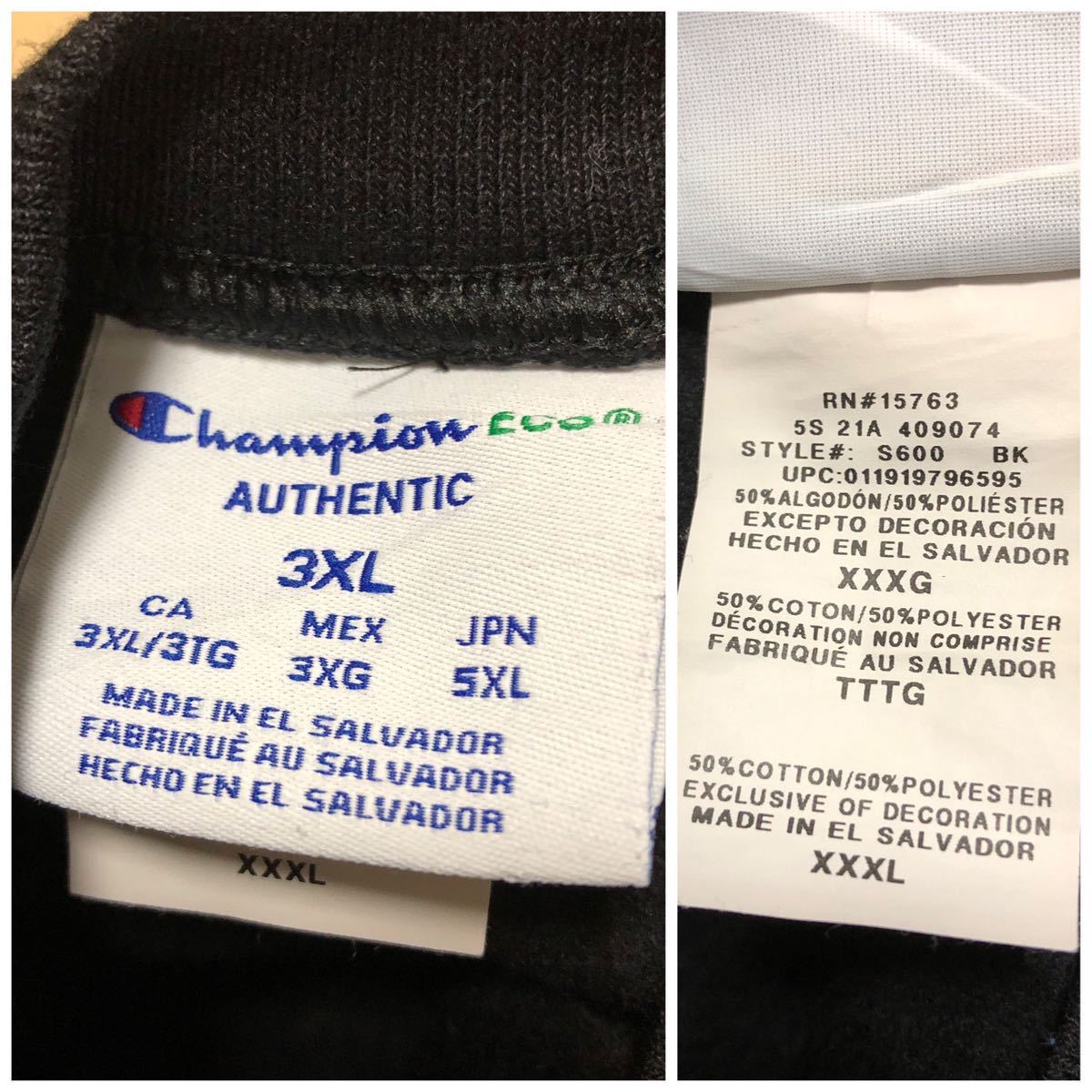 Champion ECO /チャンピオン メンズ5XL 長袖 スウェット トレーナー トップス 裏起毛 ブラック ビッグロゴ USA古着 大きいサイズ_画像7