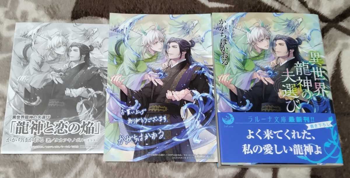 ラルーナ文庫2月新刊『異世界龍神の夫選び/特典ペーパー２種付』かがちはかおる・タカツキノボル _画像1