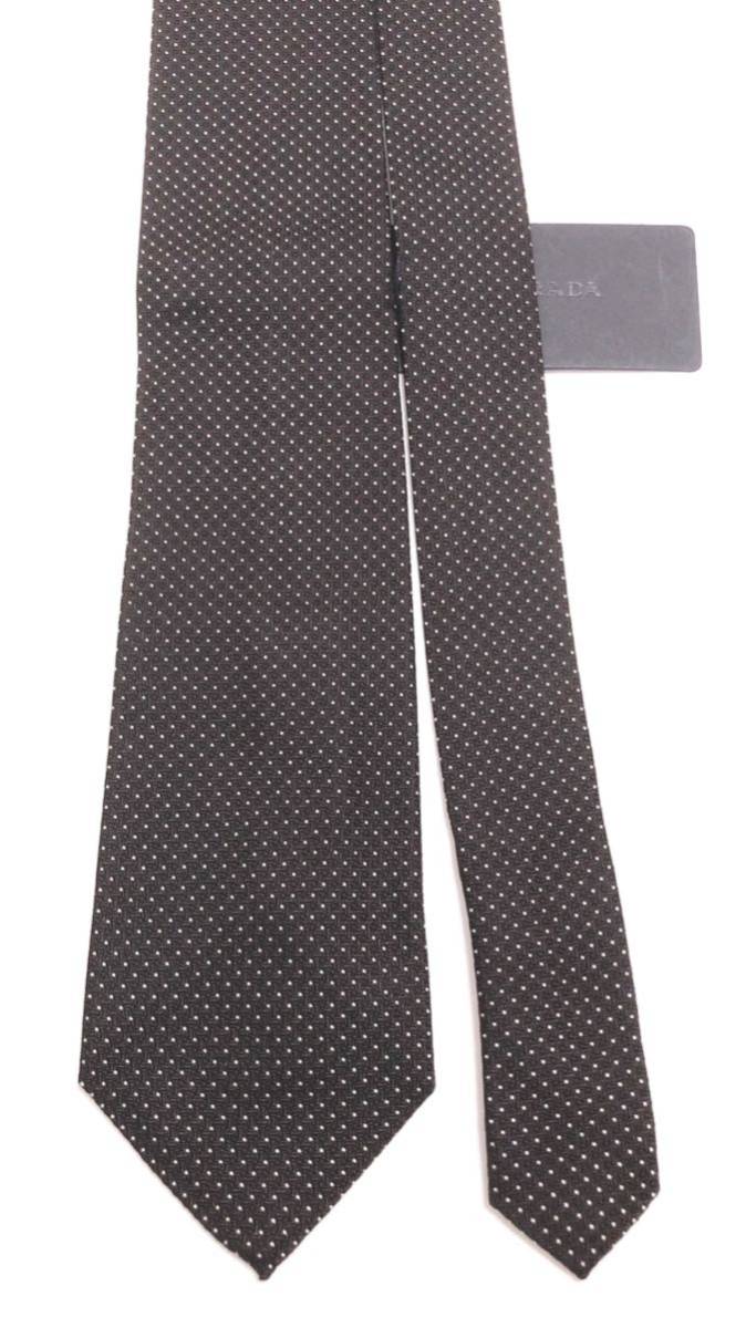 PRADA プラダ 未使用級 ネクタイ 最高級シルク 紙タグ付き 刺繍 茶色_画像8