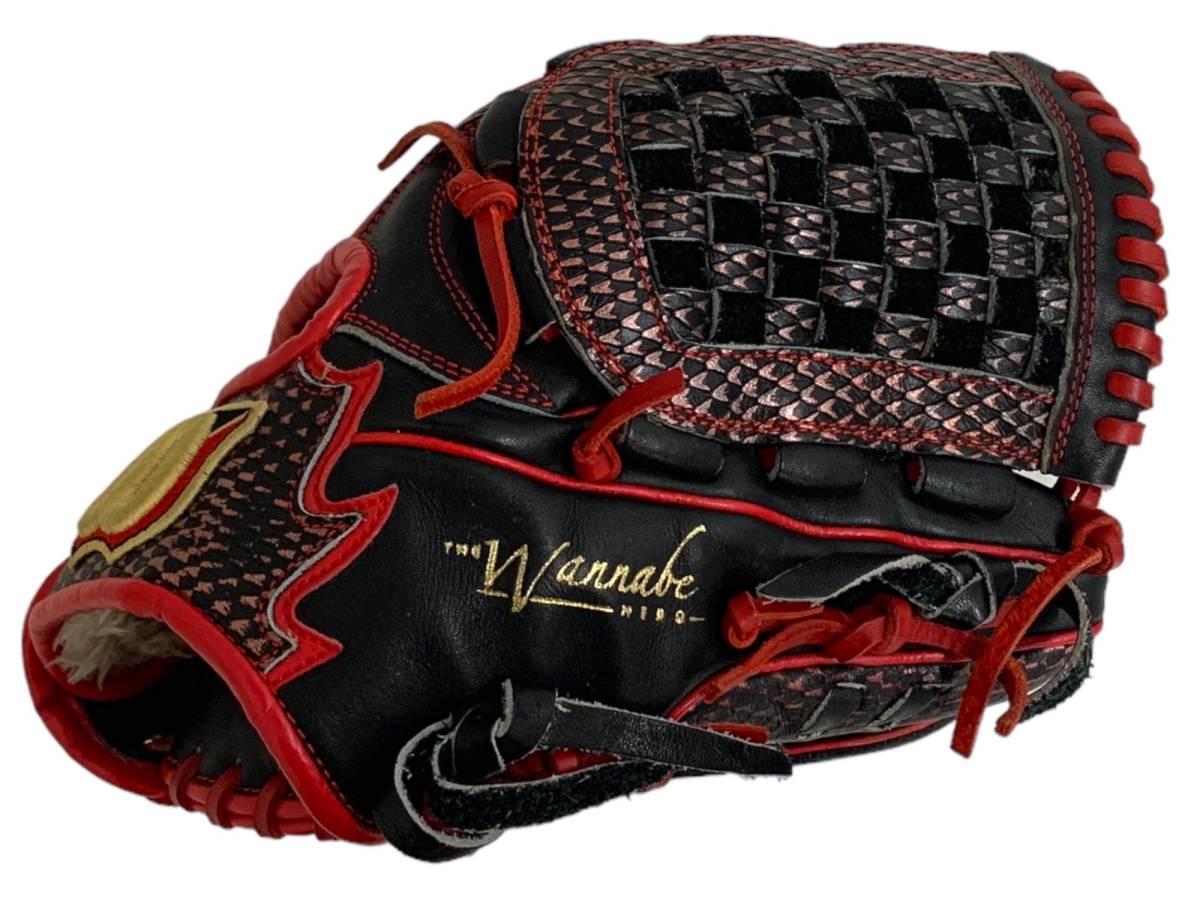 Wilson (ウィルソン)ワナビー ヒーロー デュアル 野球軟式用グローブ 右利き用 90MHR ブラック×レッド スポーツ用品/004の画像3