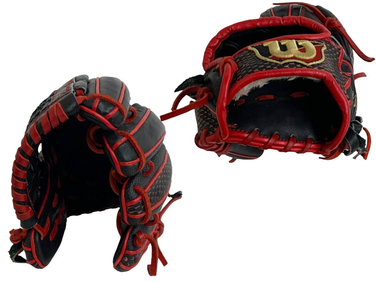 Wilson (ウィルソン)ワナビー ヒーロー デュアル 野球軟式用グローブ 右利き用 90MHR ブラック×レッド スポーツ用品/004_画像5