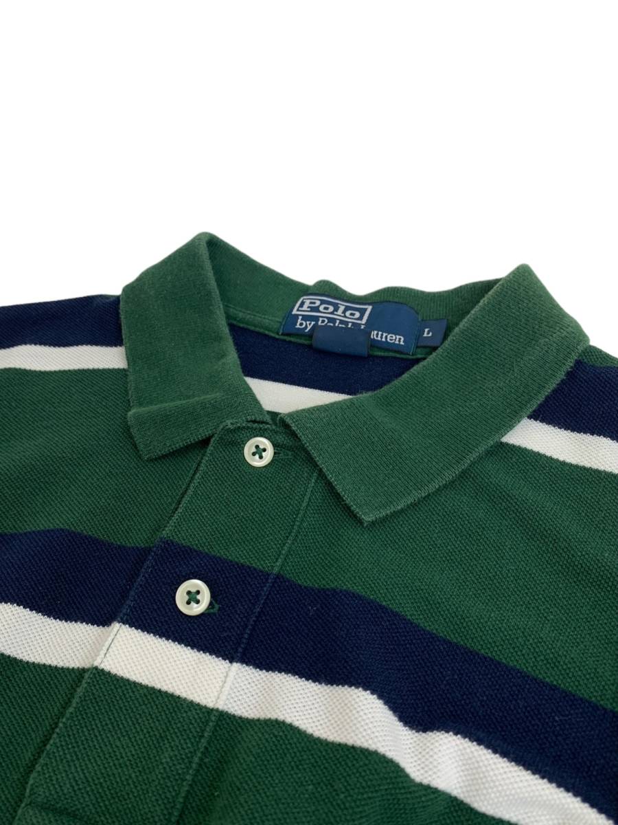 POLORALPH LAUREN (ポロラルフローレン) 半袖ポロシャツ ボーダー 深緑×白×紺 L メンズ（DESE）/004_画像9