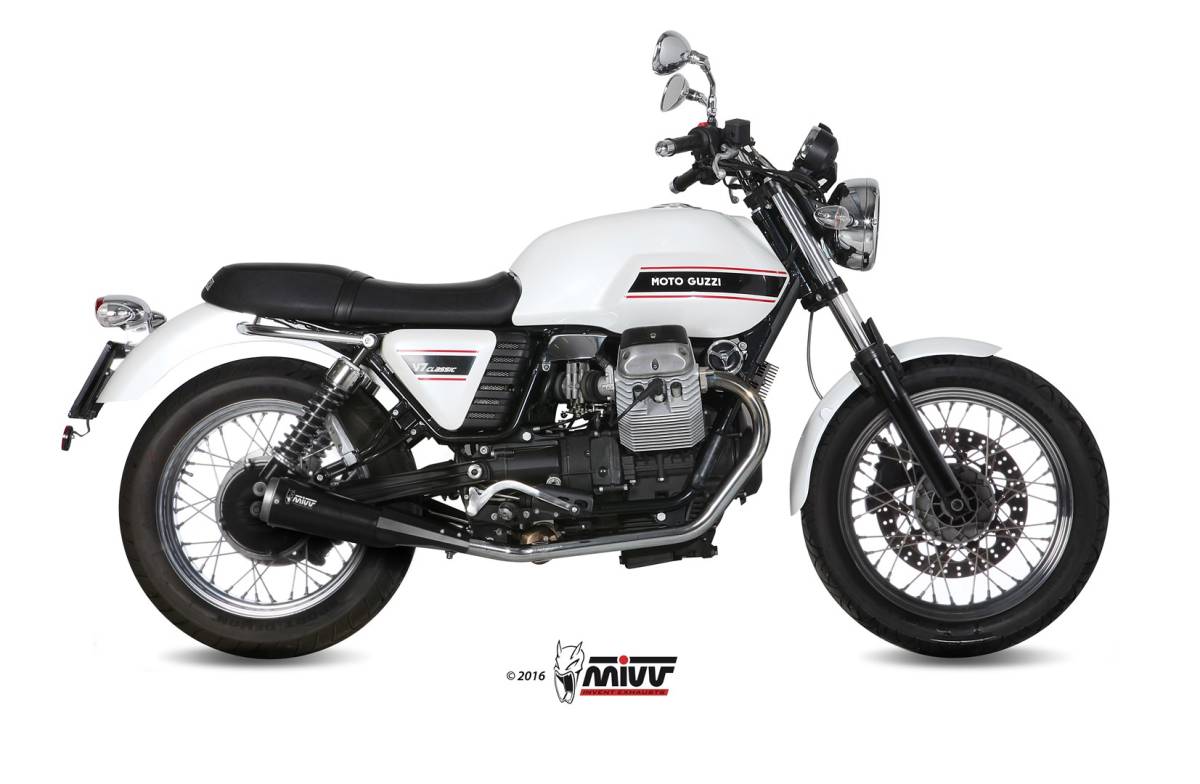 MIVV MOTO GUZZI V7 CLASSIC/SPECIAL(08-16) スリップオンマフラー GHIBLI ブラックステンレス ,モトグッツィ V7クラシック V7スペシャル_＊画像はイメージです