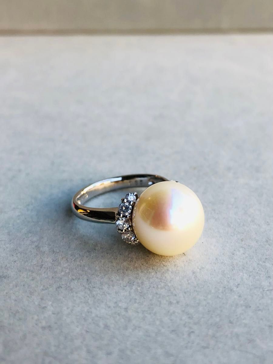 花珠真珠10mmUPダイヤモンドPT900リング　プラチナ指輪　パールリング　冠婚葬祭