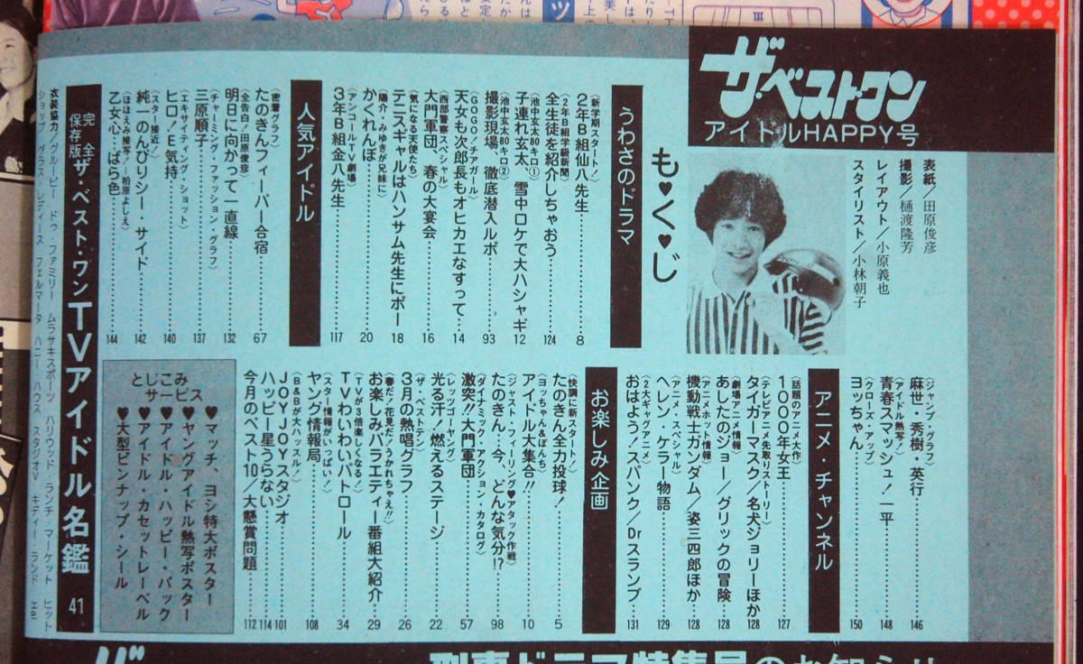 ザ・ベストワン 1981年6月号 野村義男/近藤真彦/田原俊彦/三原順子/甲斐智枝美/島田歌穂/沖田浩之ほか 池中玄太/西部警察/気になる天使たち_画像2