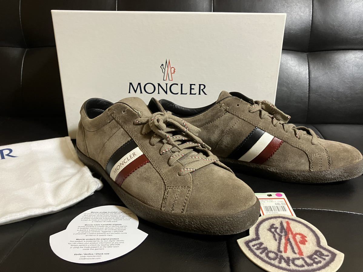 MONCLER モンクレール MONACO モナコ スエード スニーカー ブラウン系 42 新品同様 検)ボア イタリア トリコ ローカット ハイブランド ロゴ_画像1