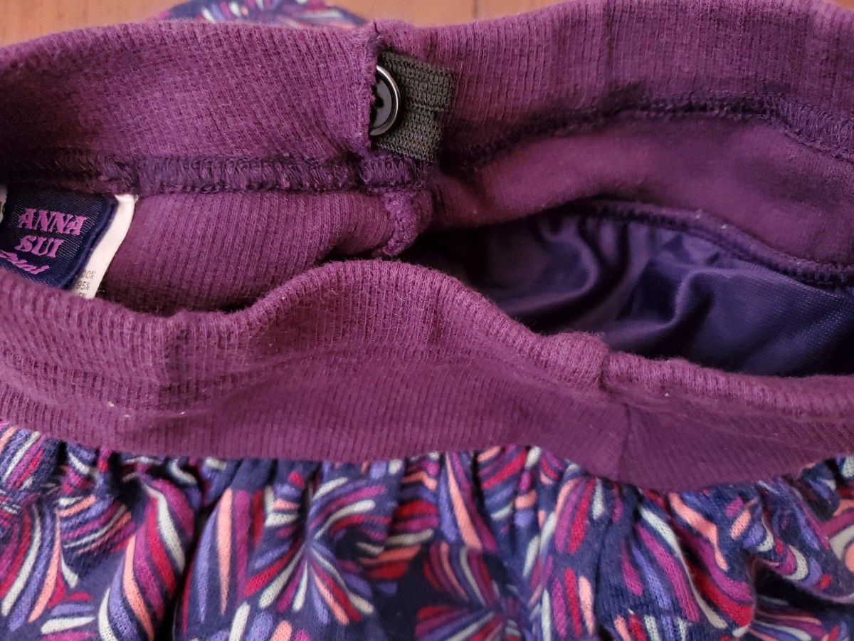 アナスイ　ANNA SUI　70㎝　80㎝　スカート　紫　花柄　ウエストゴム　ウエスト調整可　綿　キュロット　パンツ　女の子　
