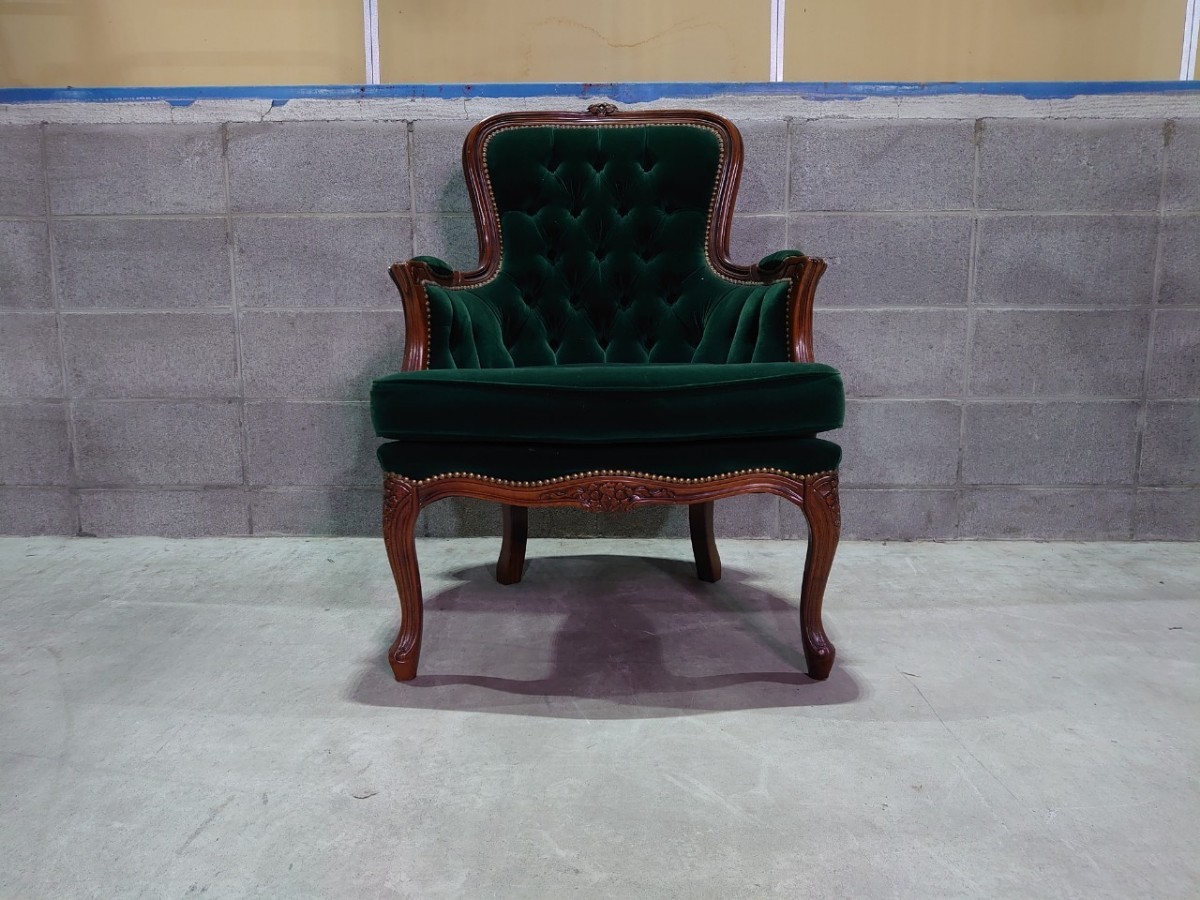 アンティーク レトロ ビンテージ クラシック アームチェア 猫脚 英国 椅子 家具 1人 一人 ソファ 愛知県一宮市　シングル_画像2