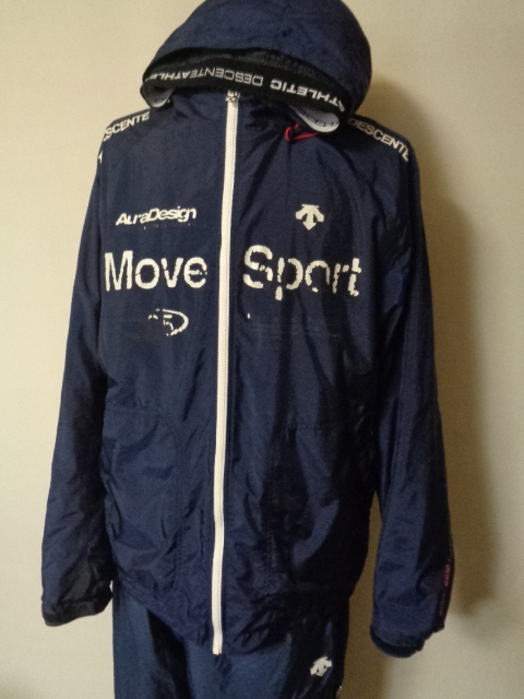 DESCENTE Descente Move-Sport EKS+THERMOeks plus Thermo with a hood . windbreaker jacket pants top and bottom set /HEAT NAVI/ navy blue 