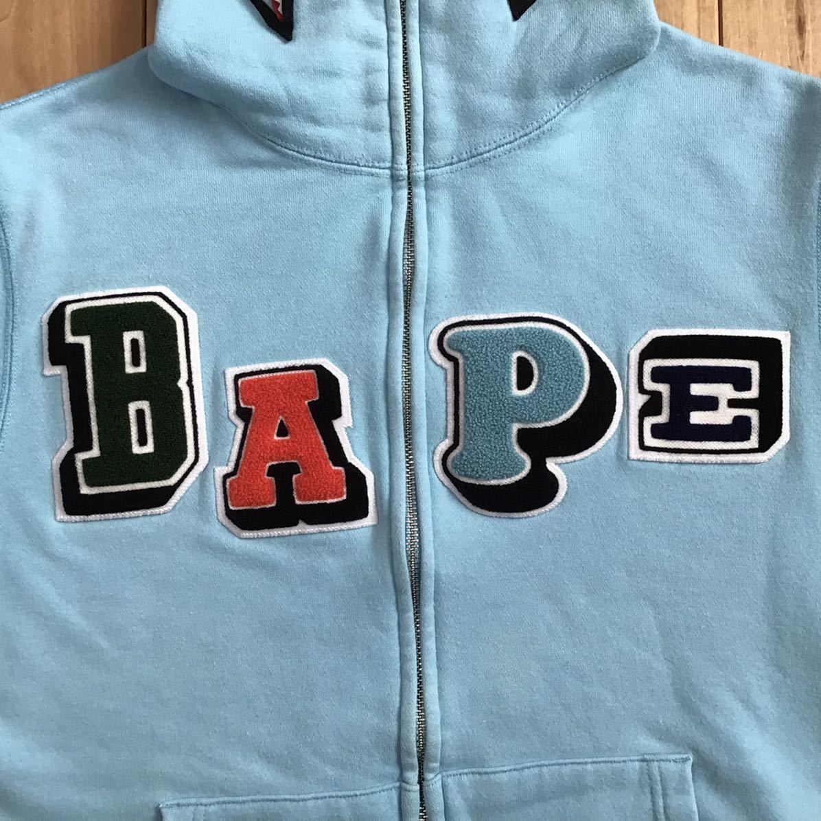BAPE logo multi fonts シャーク パーカー Lサイズ shark full zip hoodie a bathing ape エイプ ベイプ アベイシングエイプ i93al_画像2