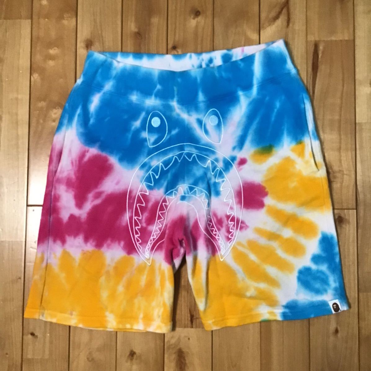 タイダイ シャーク スウェット ハーフパンツ Lサイズ a bathing ape BAPE tie dye shark shorts エイプ ベイプ アベイシングエイプ w75_画像1