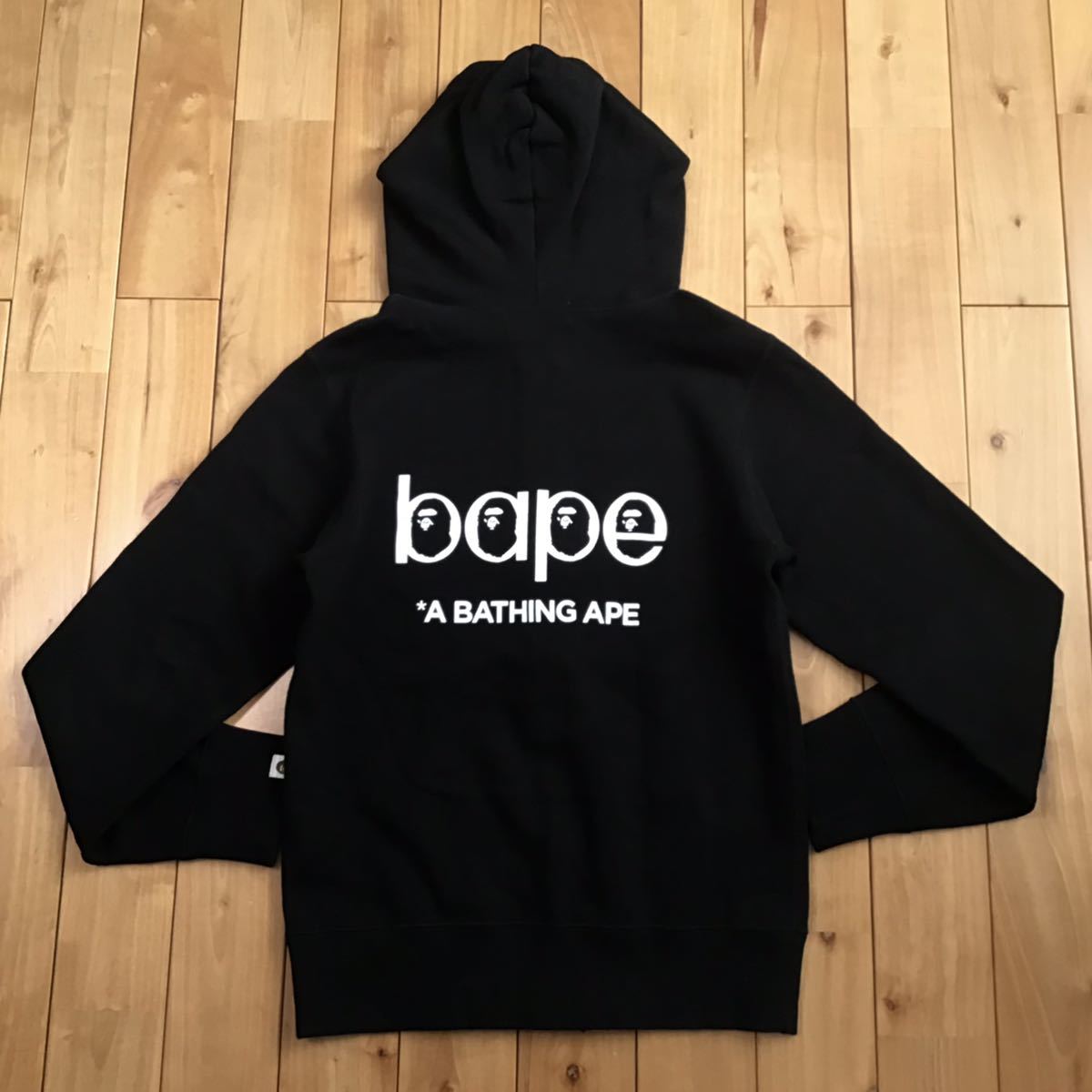 BAPE LOGO ジップ パーカー Sサイズ ブラック a bathing ape BAPE camo zip hoodie エイプ ベイプ アベイシングエイプ w48の画像3