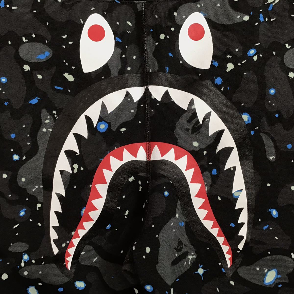 ★美品★ Space camo シャーク ハーフパンツ Lサイズ a bathing ape BAPE shark sweat shorts ショーツ エイプ ベイプ 迷彩 Galaxy i4575_画像2