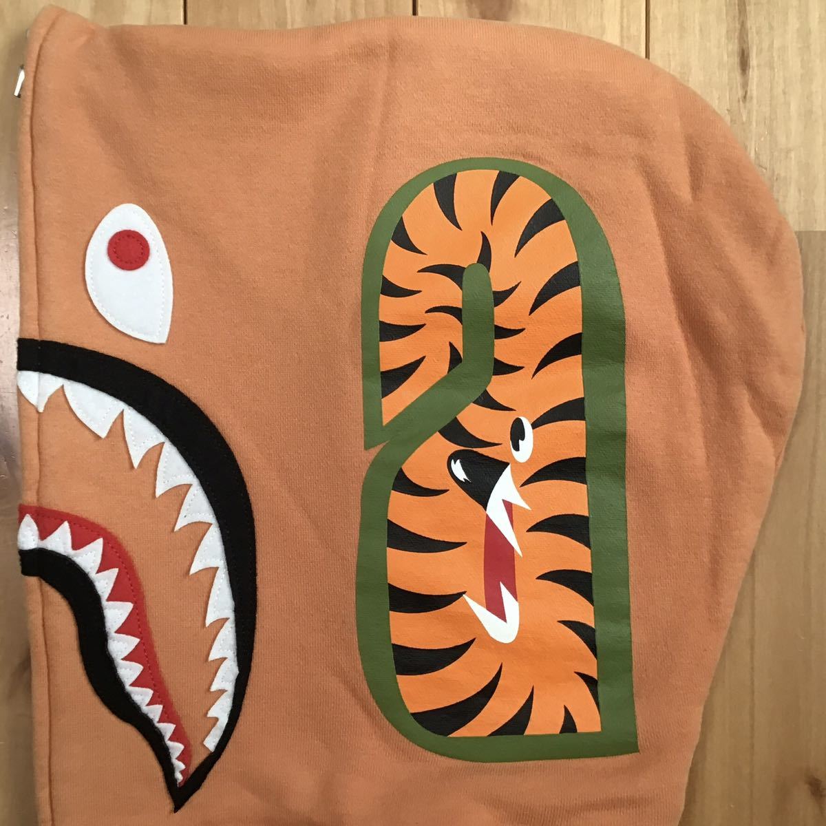 BAPE logo multi fonts シャーク パーカー Lサイズ orange shark full zip hoodie a bathing ape エイプ ベイプ アベイシングエイプ i716_画像6