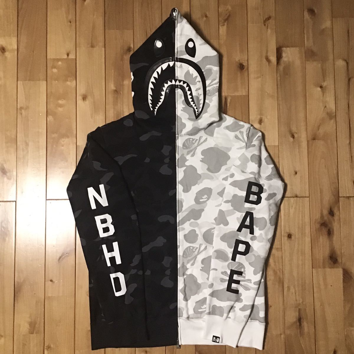 ★XL★ NEIGHBORHOOD シャーク パーカー a bathing ape shark full zip hoodie ネイバーフッド エイプ ベイプ NBHD BAPE camo w37