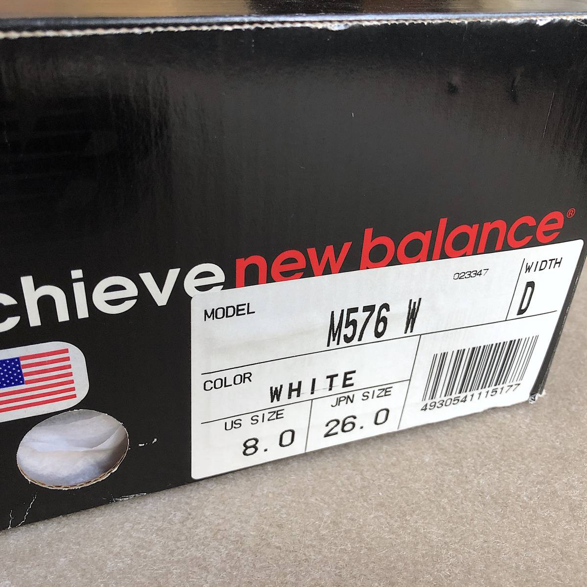 廃番 USA製 NEW BALANCE M576W WHITE US8D 26cm ガラスレザー 美品 中古 ビンテージ 米国製 アメリカ製 白 ホワイト×グレー_画像8