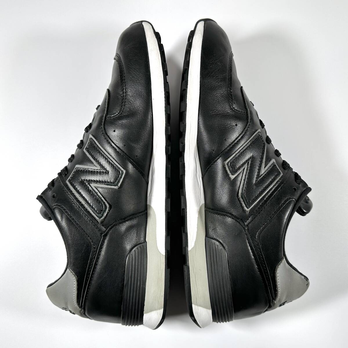 国内正規品 UK製 オールレザー NEW BALANCE M576KKL ブラック×グレー US8.5 26.5cm 中古イギリス英国製 NB 黒 スニーカー MADE IN ENGLAND_画像6