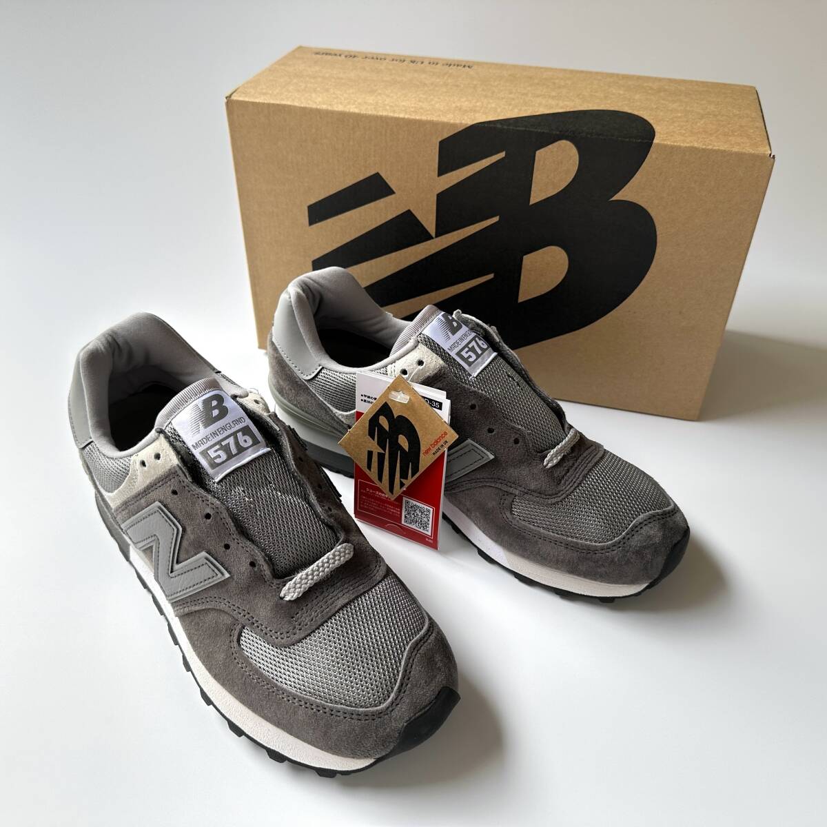 国内正規品 UK製 NEW BALANCE OU576PGL グレー×アイボリー US7 25cm M576OG 限定 イギリス英国製 NB スエード スニーカー MADE IN ENGLAND