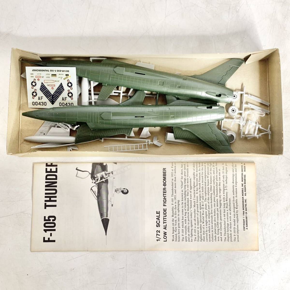 未組立 Mattel マテル社 1/72 サンダーチーフ F-105 THUNDERCHIEF プラモデル monogram モノグラム 6808 現状品_画像6