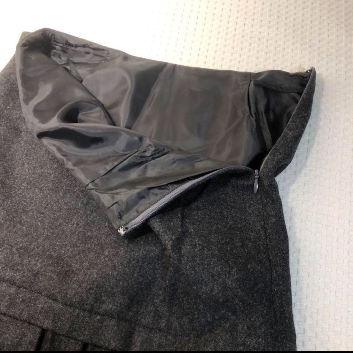 美品　日本製 ウール80% 暖か 2段フリル スカート 冬 S ミニ