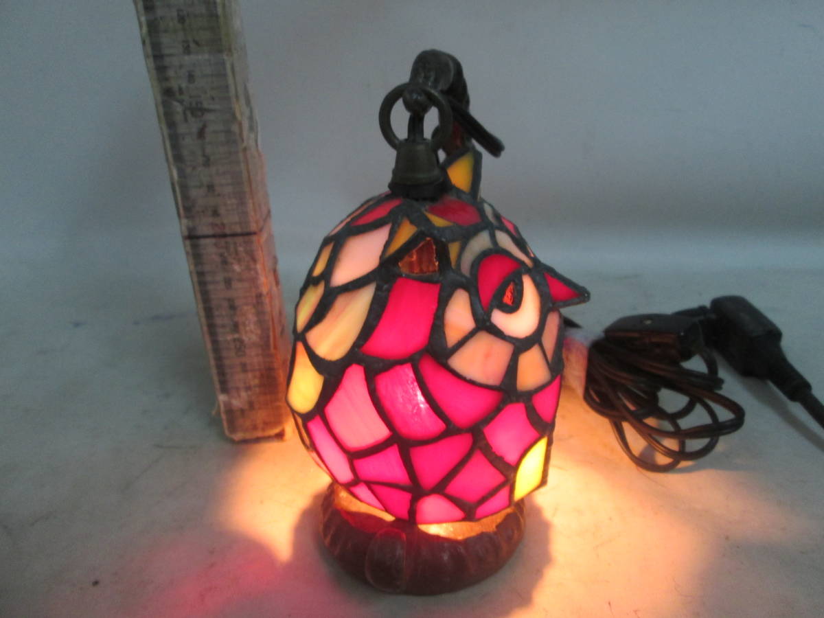 フクロウ　ステンドグラス　ランプ　・照明器具・　 卓上ランプ　テストOK　現状電球は購入者で