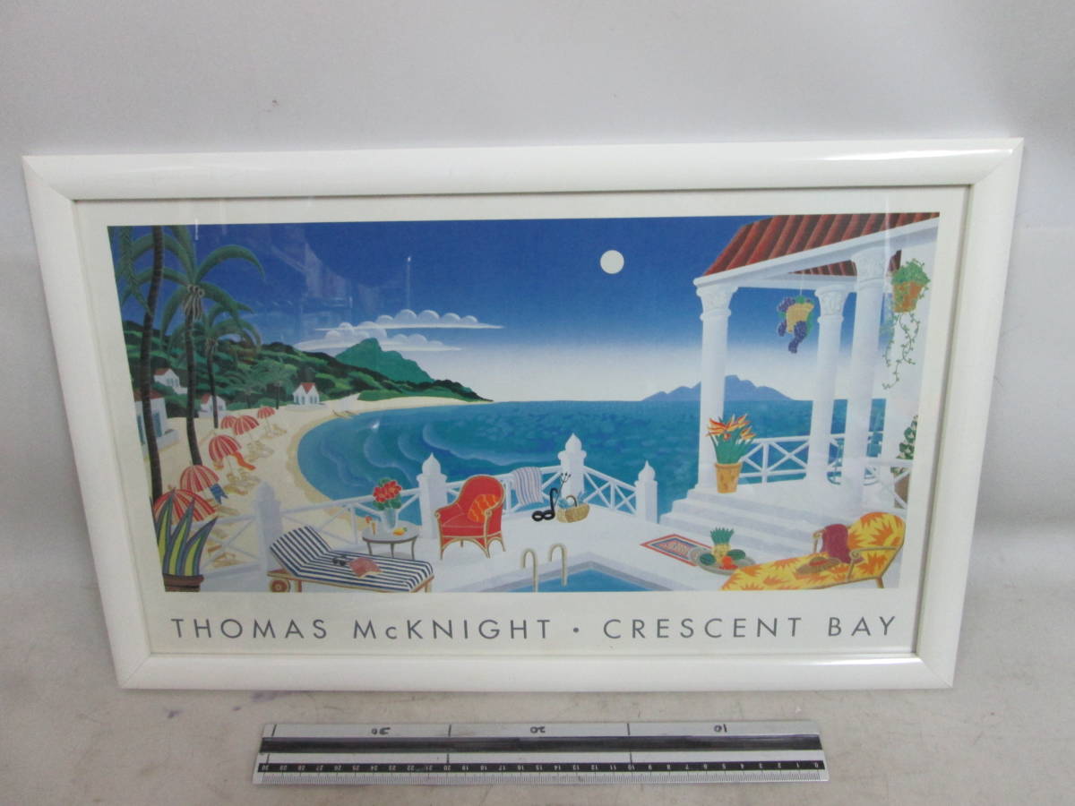 送料は商品説明欄に記入されています　トーマス・マックナイト 「Crescent Bay」額装 アートポスター ４９X３０ｃｍ　_画像1